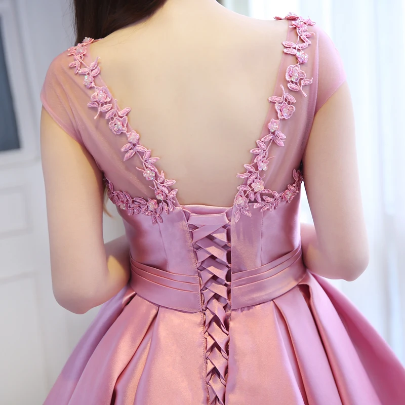 JIERUIZE, розовое сатиновое бальное платье, платья для выпускного вечера, короткие спереди, Длинные Сзади, арабские вечерние платья, недорогие вечерние платья