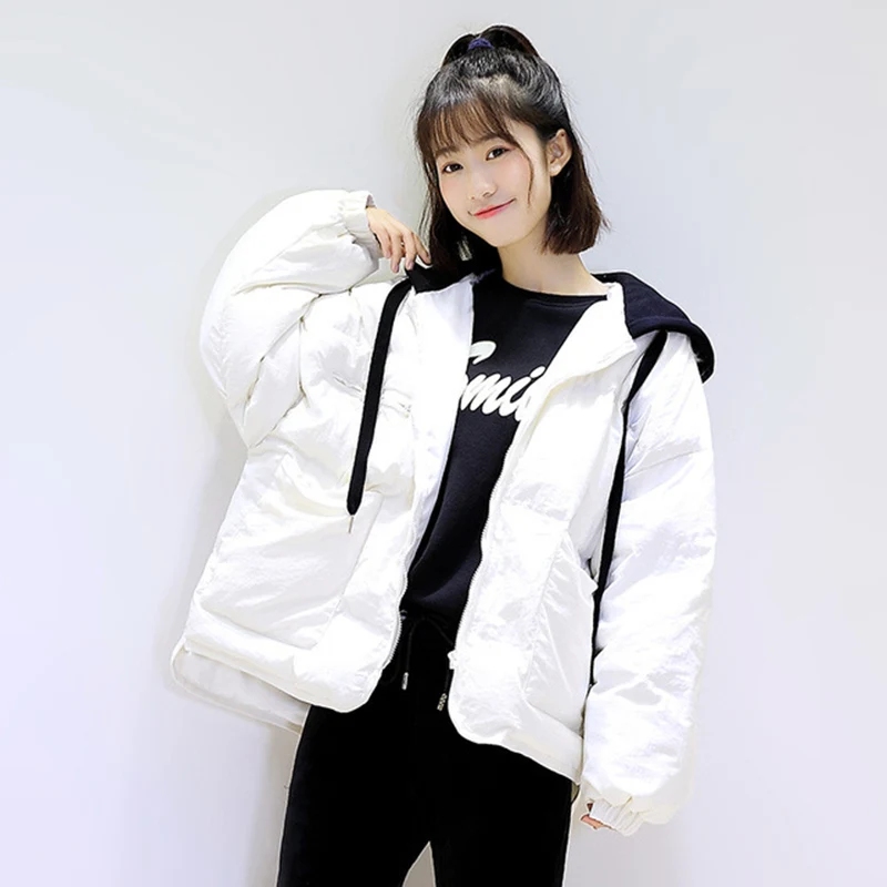 Lâche picture Pièces Z560 Hiver Beige Frappé Veste Parkas Manteau Lady Femmes Capuchon A Automne À Manches De Couleur Faux Ouatée Coton Deux white La Causalité Longues Color Mode I4xgZx