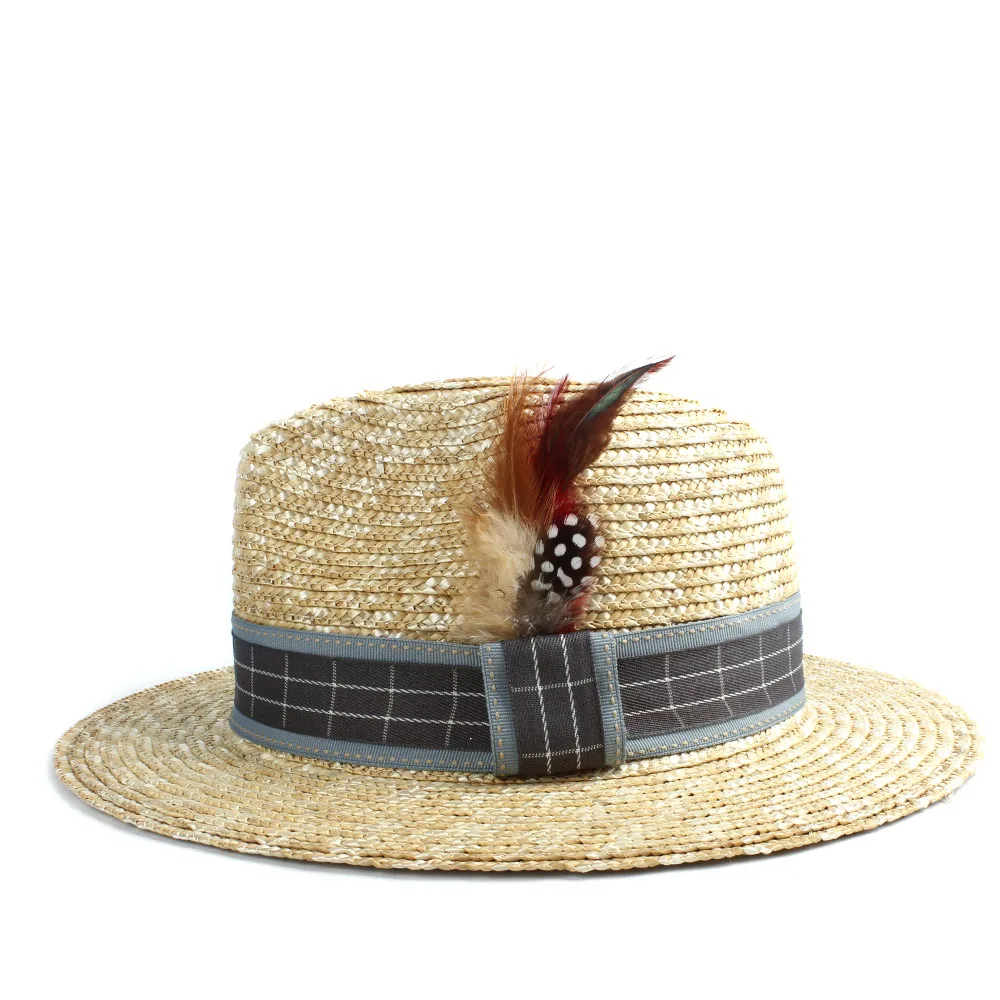 Пшеничной Соломы Летние Для женщин Для мужчин шляпа от солнца пляжная шляпа женская шляпа с широкими полями канотье Панама Бич панама джаз шляпа Размеры окружности головы 56-58 см