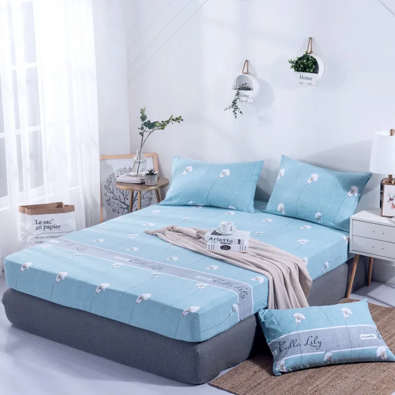 

Skin-friendly cotton Fitted Sheet Printing Mattress Cover Bedding Four Corners With Elastic Band Bed Sheet 180cm*200cm 1pcs