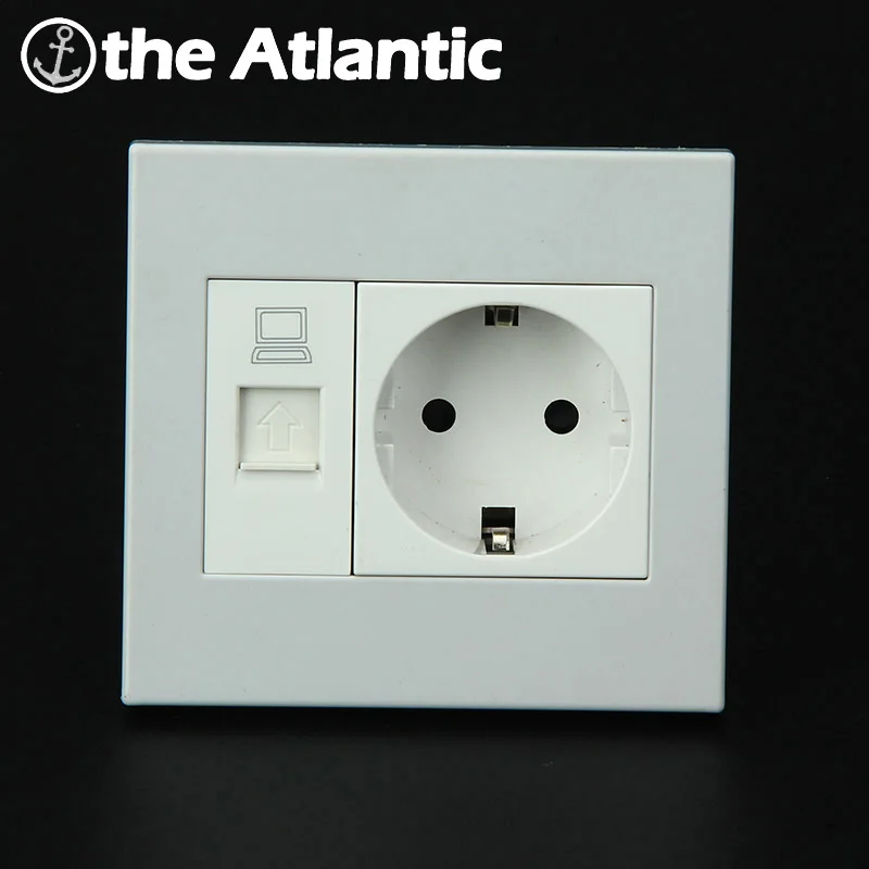 Европейская розетка Atlantic 16A с Интернетом RJ45 белая ПК Панель ЕС DE RU мкА стандарт 92