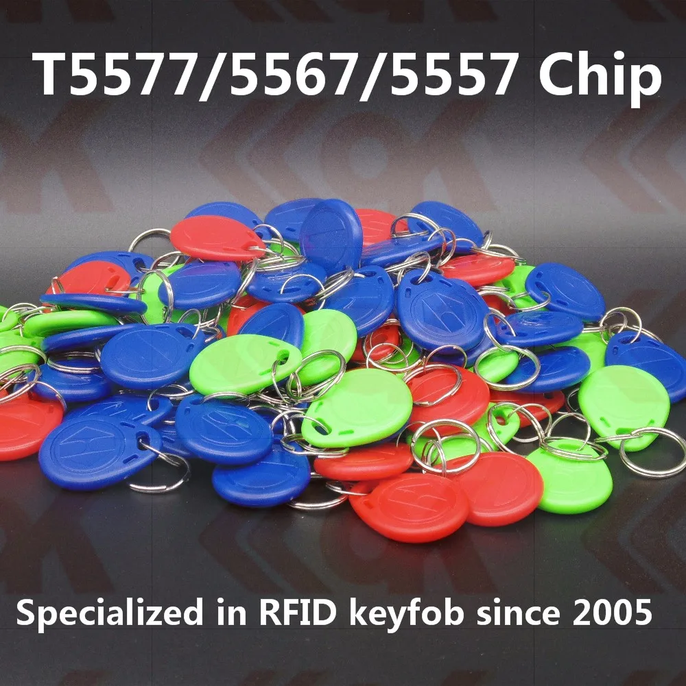 2500 шт./лот 125 кГц записываемый T5577 RFID брелок для ключей жетон для записи карт