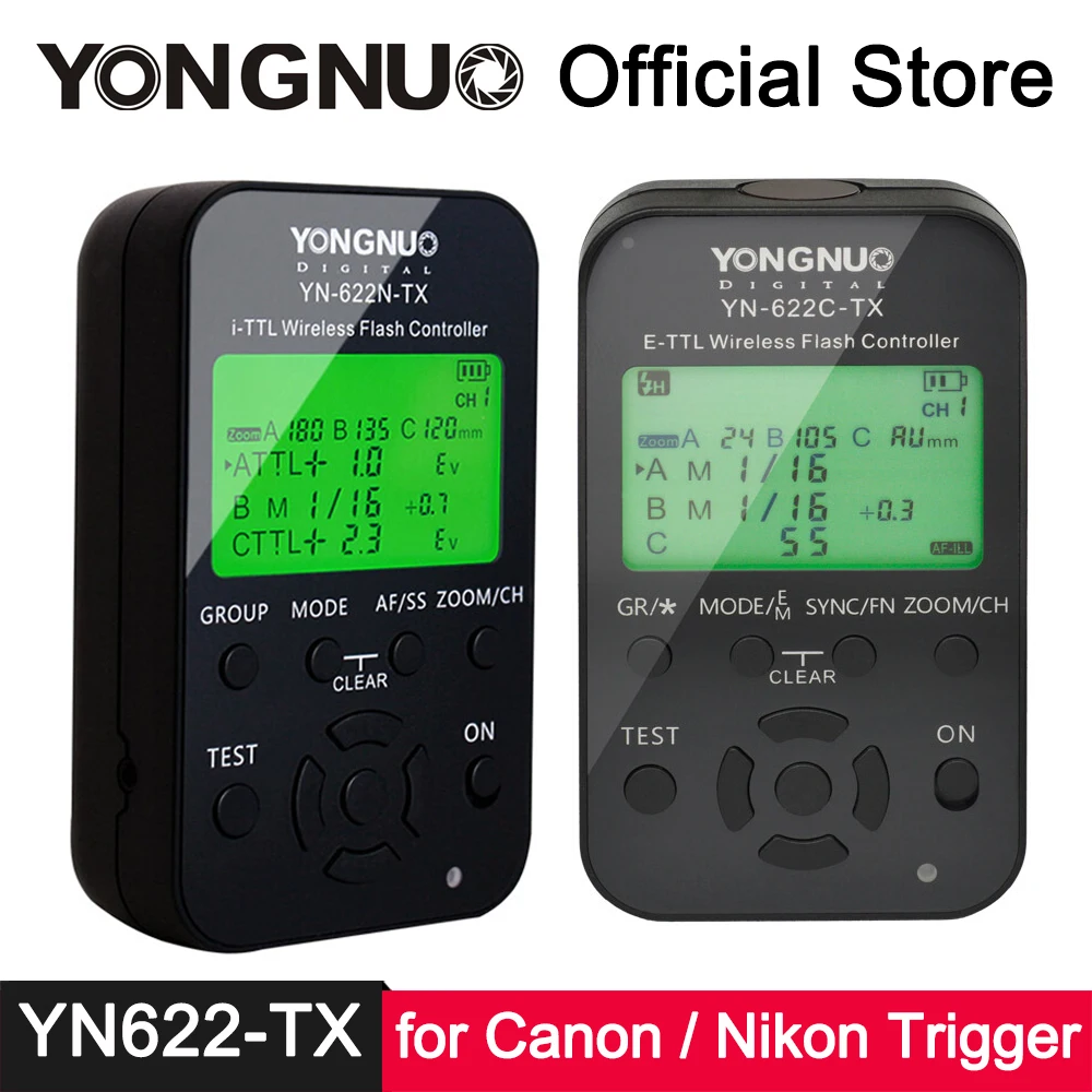 

YONGNUO YN-622C-TX YN-622N-TX ETTL i-TTL Wireless Flash Trigger for Canon 580EX 550EX 430EX Nikon SB-910 SB-900 SB-800 SB-700