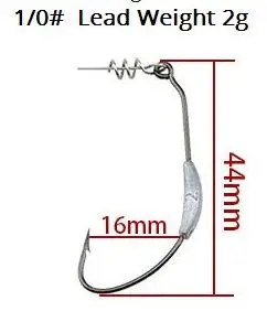 Новое поступление, крючок под червя, широкий живот, рыболовные крючки, морская рыболовная приманка, Мягкая приманка, рыболовный крючок с весом свинца, 5 штук в упаковке - Цвет: Size 1