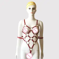 БДСМ PU кожа связывание ограничения уплотнительное кольцо кляп груди упряжь зажимы для сосков для Для женщин Эротические Секс-игрушки