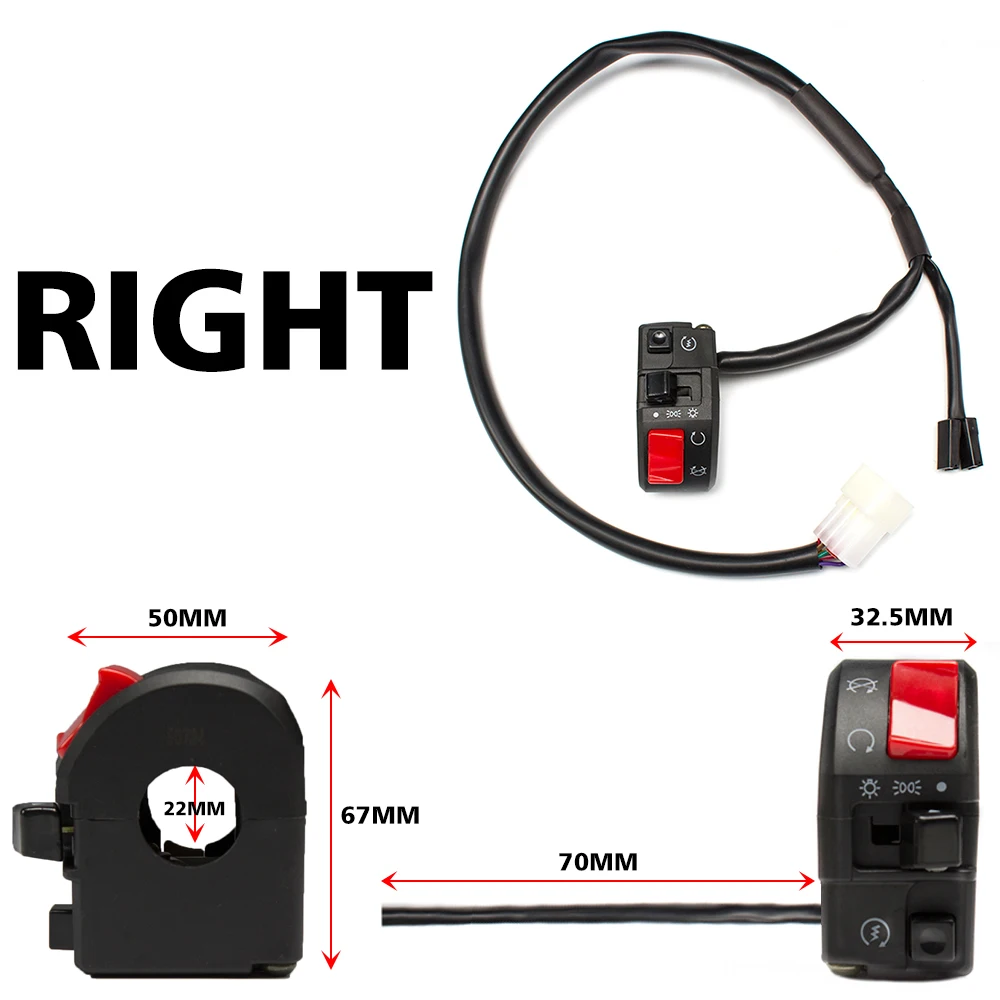 Переключатель Руля Мотоцикла, аварийный клаксон, батарея, тормозной сигнал поворота, светильник, зажигание, выключение, головной светильник, кнопка управления туманом - Цвет: RIGHT