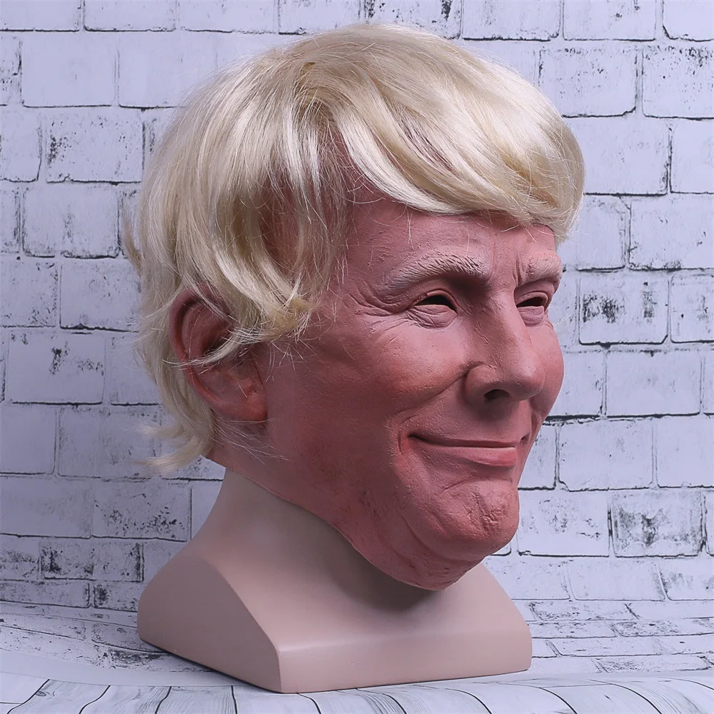 Realistic Trump Mask Putin Mask Presidential Costume Adults Halloween Deluxe Latex Full Head Donald Trump Mask with Hair (5)