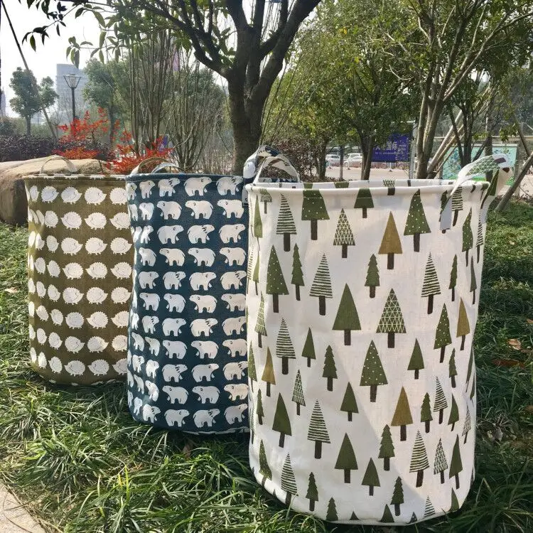 القطن الكتان للطي تعوق للماء سلة الغسيل لعبة تخزين دلو سلة الغسيل