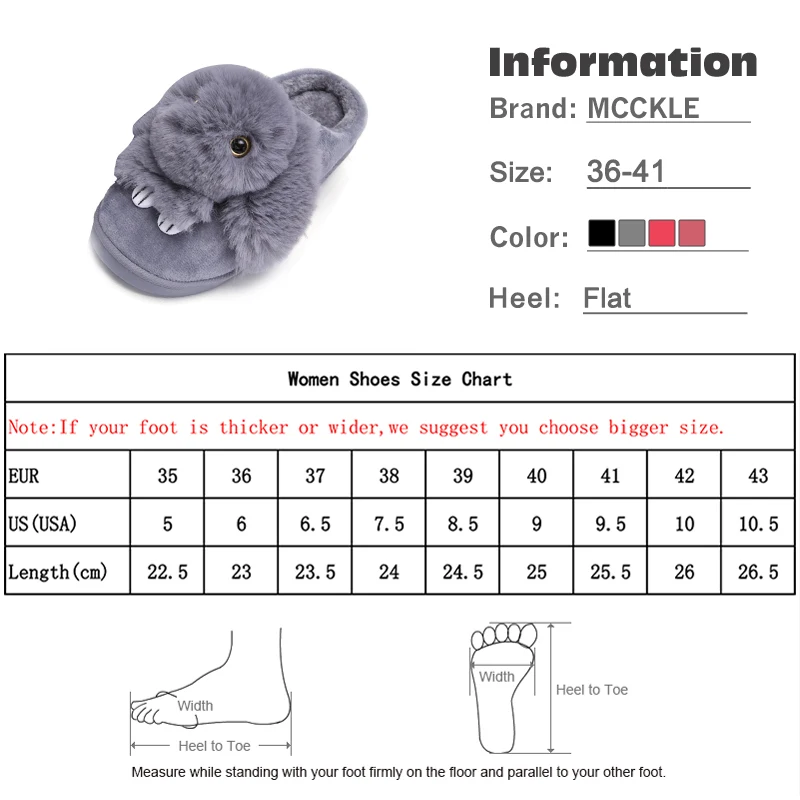 MCCKLE; зимние женские тапочки с милым кроликом; женская домашняя обувь на платформе с искусственным мехом; пушистые повседневные домашние тапочки для девочек