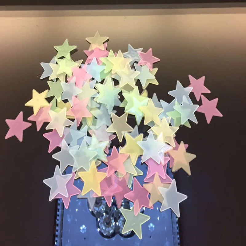 

3D Glow In The Dark Glow Stickers Coloful Starry Sky Luminous Fluorescent Star Light Switch Shining Wall Stickers For Kids Room