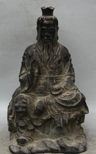 

JP S0522 15"Old Chinese Taoism Bronze Seat Taoist Tai Shang lord immortal God Statue
