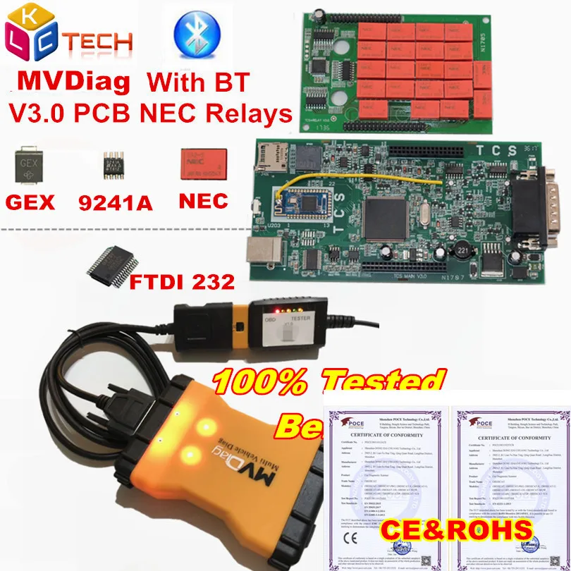 

10PCS Newest MVD PRO MVDiag V3.0 board OBD2 5V NEC relay Bluetooth obdii Scanner 2016.R0 Auto Diagnostic Tool car/truck