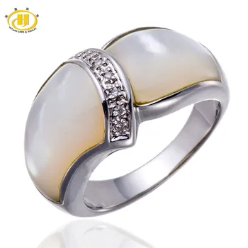

Hutang Stone Jewelry Mother of Pearl Solid 925 Sterling Silver Rings Fine Fashion Jewelry for Women Unique Design for Best Gift