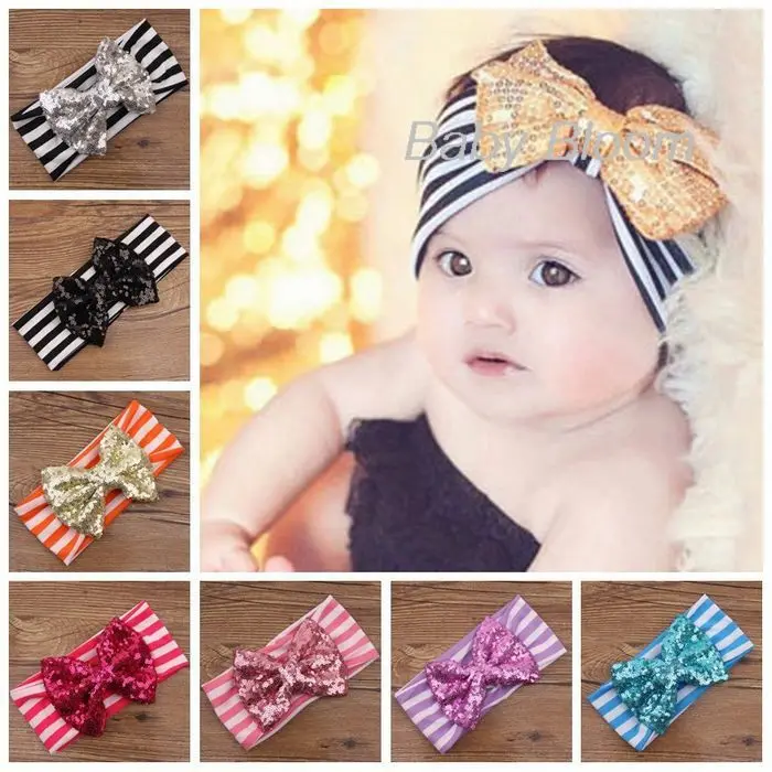 Buy GOLD Bow Baby headband, sequin Bow headband