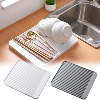 

Fashion Plastic Dish Drainer Tray Kitchen Large Sink Drying Rack Worktop Storage Rack Organizer Kitchenware Cutlery Drip Plate