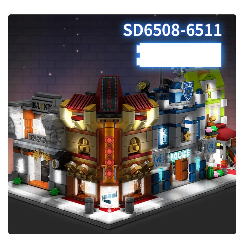 

Senbao building blocks lighting streetscape series children's educational spell inserting building blocks toys 6008-6015