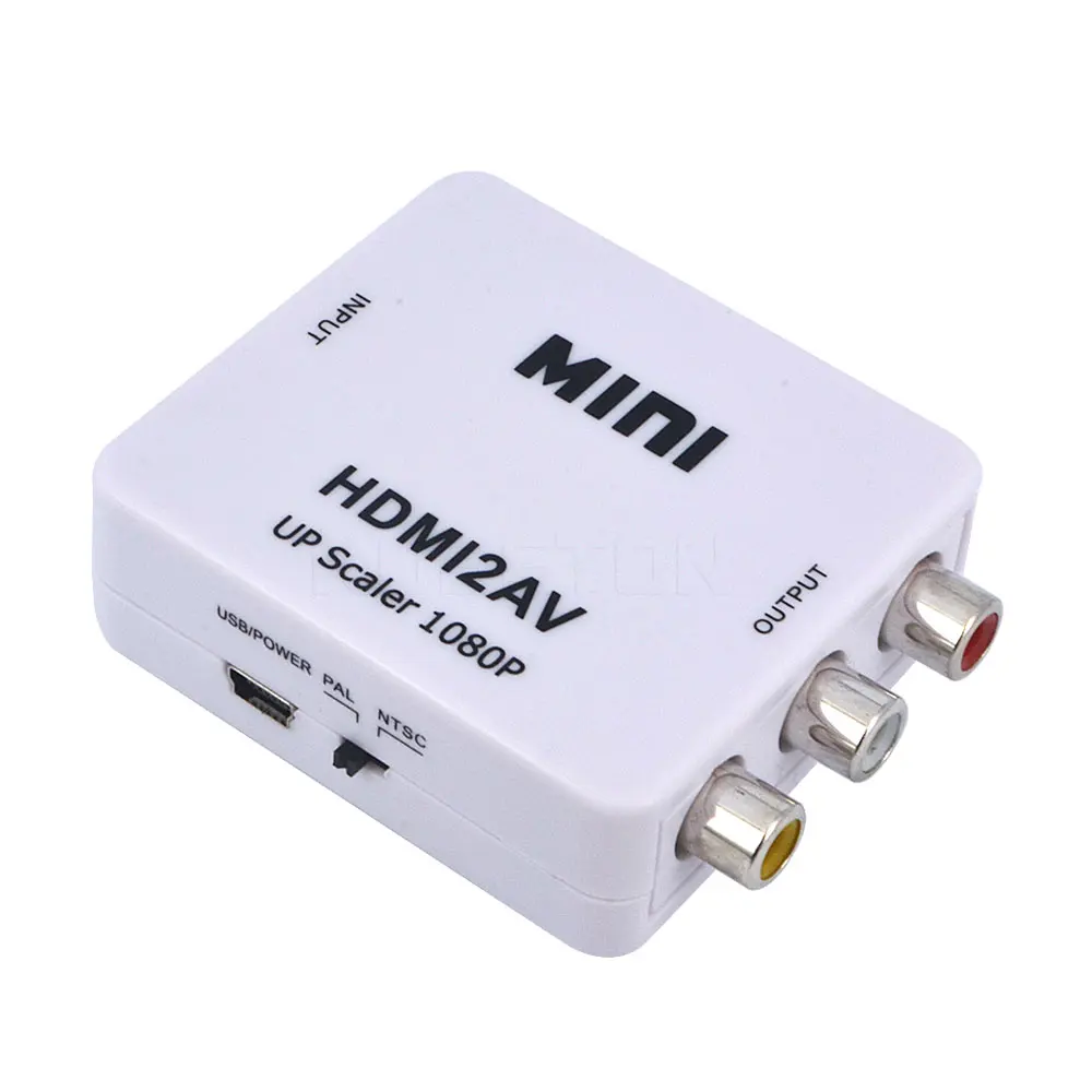 

kebidu Mini HD 1080P HDMI Interface Mini HD Video Converter Box HD To AV/CVSB Video NTSC PAL Output HDMI To AV Adapter HDMI2AV