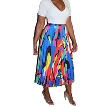 Новинка, модная плиссированная юбка с завышенной талией, Женская юбка с эластичной талией, длинные юбки для женщин