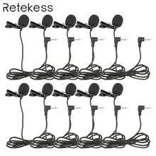 10 шт. RETEKESS Портативный Клип на лацкане микрофон 3,5 мм Jack Hands-free проводной микрофон для гид системы F4511B