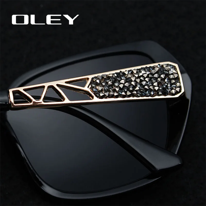 Kopen OLEY Oversized Zonnebril Vrouwen Luxe Merk Ontwerp Elegante gepolariseerde Glazen Vrouwelijke Prismatische bril Oculos De Sol mulher