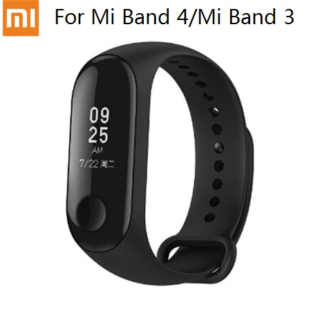 Цветной силиконовый браслет Xiao mi для Xiaomi mi Band 4 3, сменный ремешок для часов mi Band 4 NFC - Цвет: Black