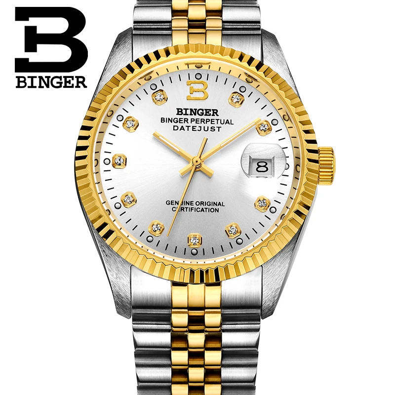 Швейцарские часы Binger Мужские автоматические мужские механические часы Роскошные брендовые наручные сапфировые водонепроницаемые reloj hombre 373-7