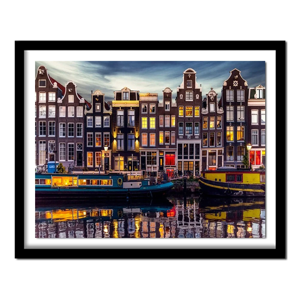 

5d Diy Diamond Painting Amsterdam Nature Scenic house Cross Stitch full Embroidery Diamond Pattern Needlework 3d Diamond