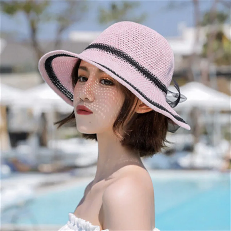 الشاطئ قبعات المرأة الصيف القطن قبعة قبعة للشاطئ يمكن طيها قبعة الشمس قناع قبعة صياد #2p24