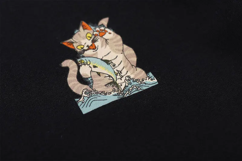 Japanese Ukiyo-E Cat Wave Print Tshirts 3