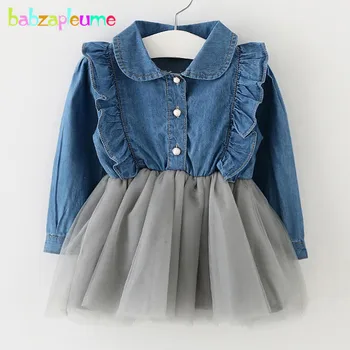 

0-3Years/Spring Autumn Kids Clothes Brand Denim Shirt-Dress Baby Girls Lace Tutu Dresses Toddler Clothing Children Dress BC1277