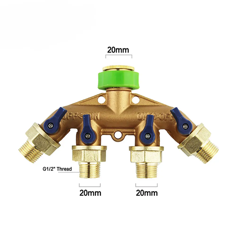 Металлический односторонний четырехклапанный водяной разделительный контроллер садовый газон полив соединение для крана водопроводная