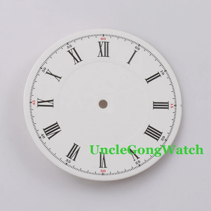 

Watch Part, Debert 34.52mm White Sterile Watch Dial Roman Marks for Unitas Miyota 82 Automatic Mov't ,Red Small Mark D34.52R