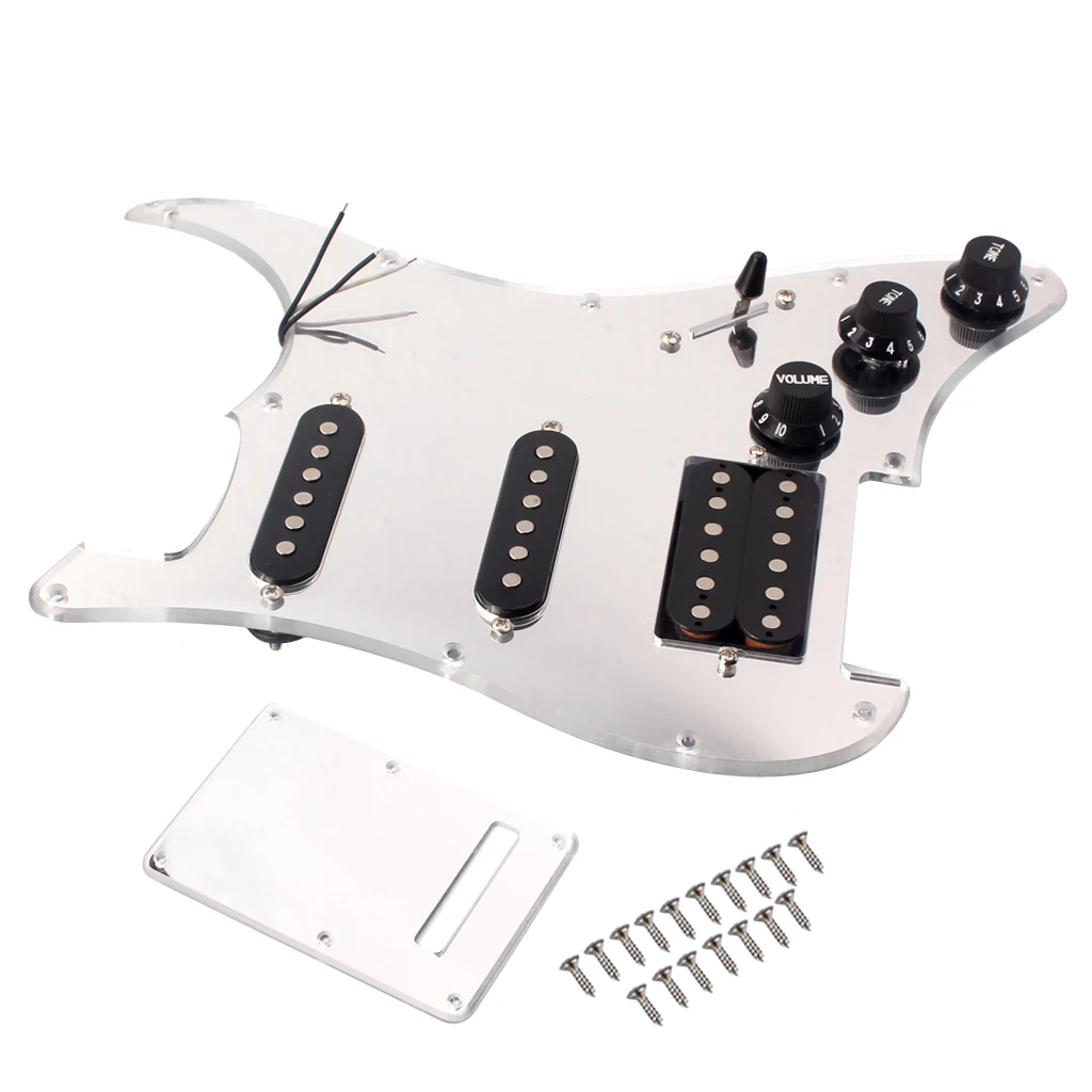 Electric Guitar Mirror Pickguard SSH Loaded Pickups Scratch Plate with Back Cover for Acoustic Guitar Accessories