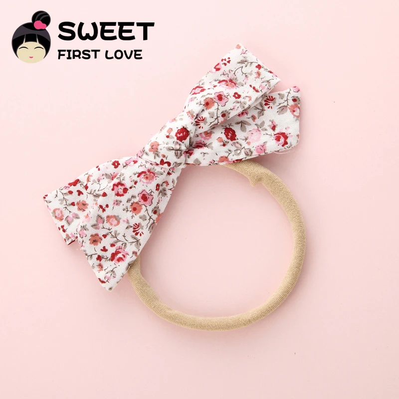Lovely Printed Floral Headband Fabric Bow Elastic Nylon Hair Band For Children Simple Soft Customized Accessories Girls | Аксессуары для