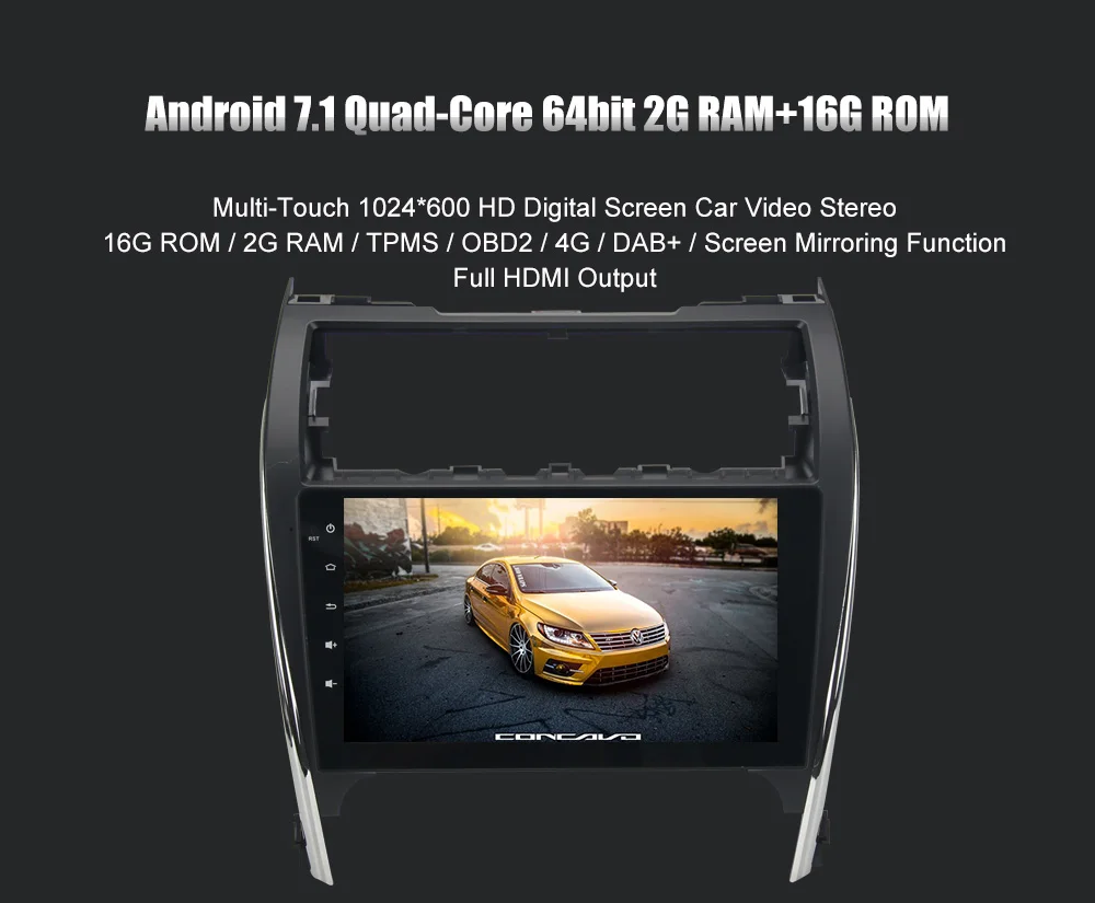 Excellent 10.2" Android 8.1 Car GPS player for Toyota Camry 2012-14 USA&Mid-East Version auto Car radio head unit  2Gb Ram+16Gb Rom 64bit 3