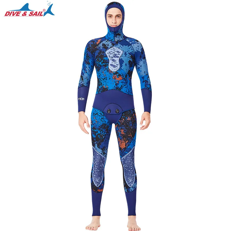 Для мужчин, из неопрена 5 мм гидрокостюм для подводной охоты сёрфинга костюм для подводного плавания профессиональная камуфляжная одежда с капюшоном водолазные костюмы - Цвет: 1