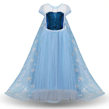 

Girls Elsa Elza Princess Dress Kids Summer Sequined Costume Children Vestidos Halloween Birthday Party Cosplay Dress