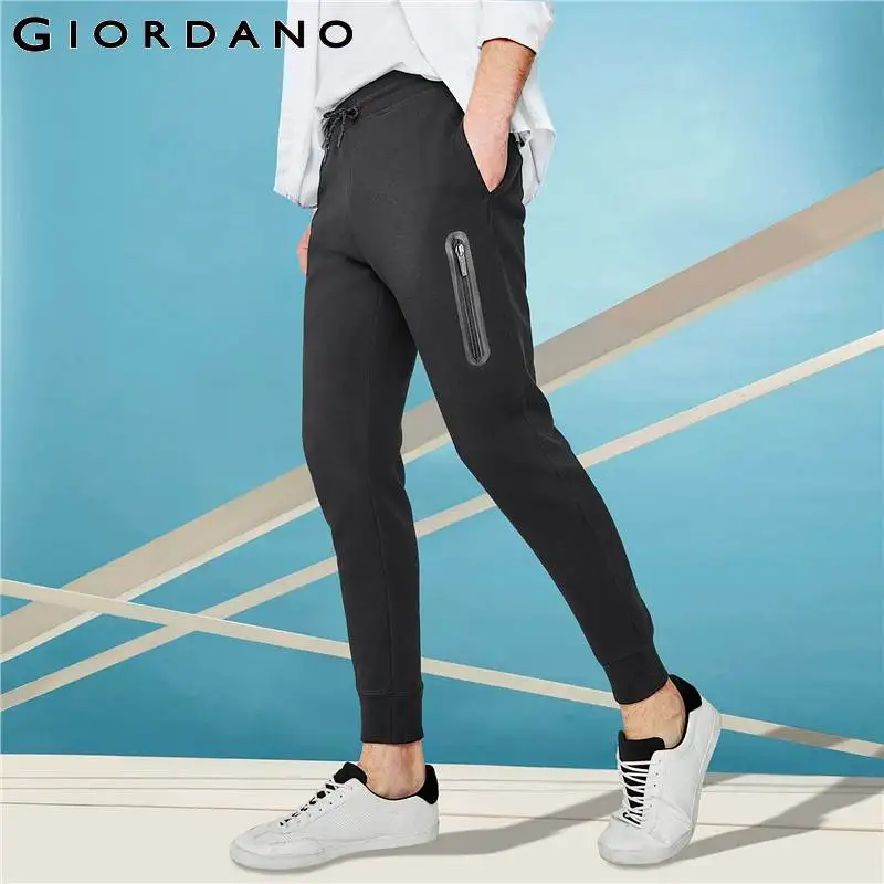 Giordano Мужские Беговые брюки в повседневном стиле вязанные Jogger на молнии с