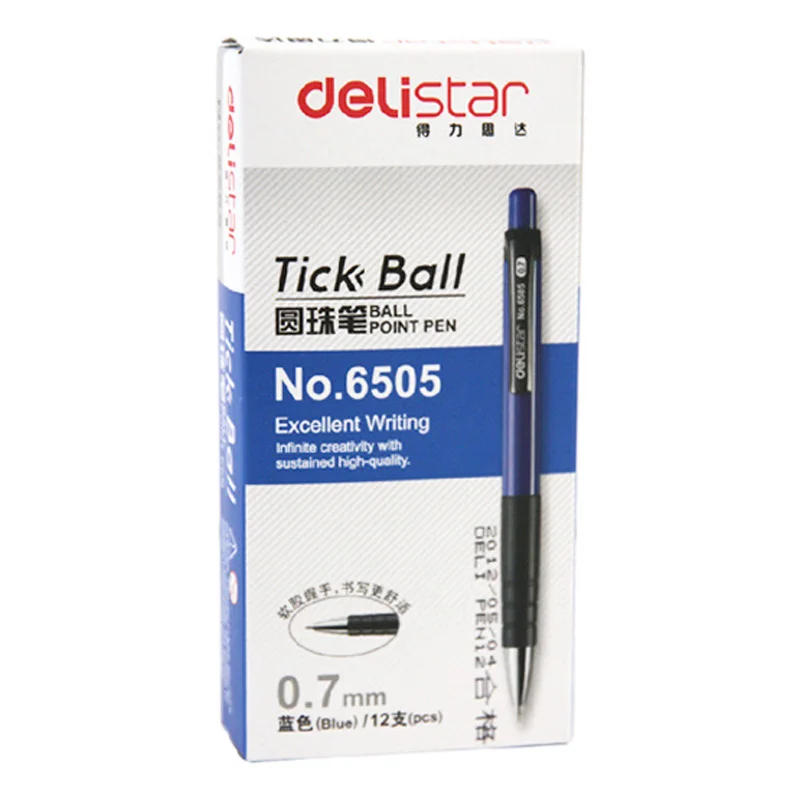 12-pcs-Deli-Retractable-Ballpoint-Pen-Comfortable-Writing-Ball-Pen-Fine-Point-0-7-mm-Blue (5)