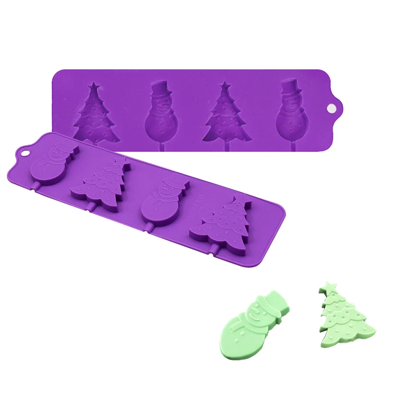 

Snowman Tree Silicone Lollipop Mold For Candy Popsicle Mould Chocolate Pudding Ice Tray Christmas Cake Decoration Tools