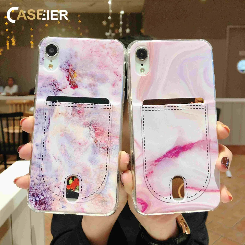 

CASEIER Soft Marble Case for iPhone X XS MAX XR Card Slot Case for iPhone 7 8 plus 6 6s 5 5S SE Soft Silicone Cover Funda Capa