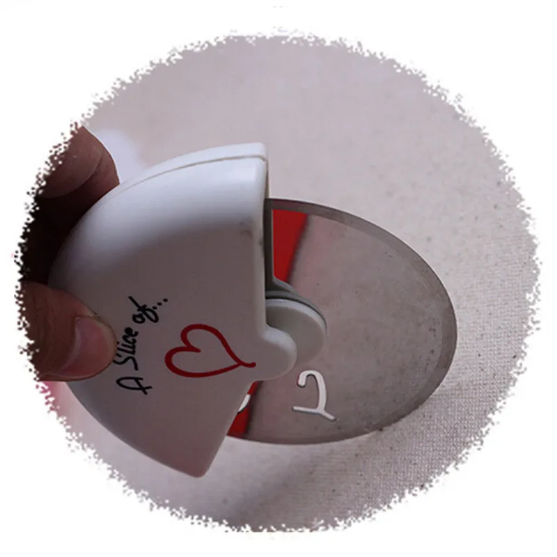 A Slice Of Love Stainless Steel Pizza Cutter Wheel Round Shape Pizza Fondant Pastry Knife Wedding Supplies Pizza Tools