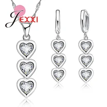 Роскошные 925 пробы Sivler кубического циркония кисточкой сердце падение ожерелье серьги с кристаллами ювелирные изделия наборы невесты Свадебные аксессуары