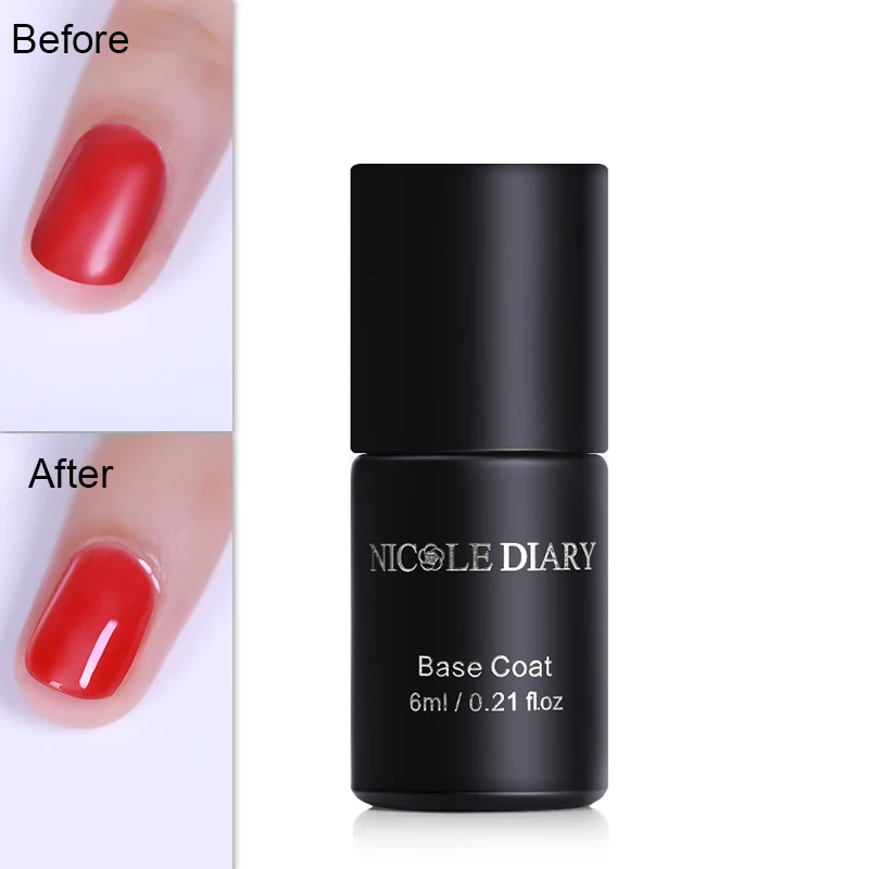 

NICOLE DIARY Base Coat Top Coat Gel Polish 6ml Gel Varnish Soak Off UV LED Gel Long-lasting Nail Art Gel Lacquer