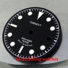 30,4 мм черный циферблат светящийся циферблат часов для 2824 2836 движения