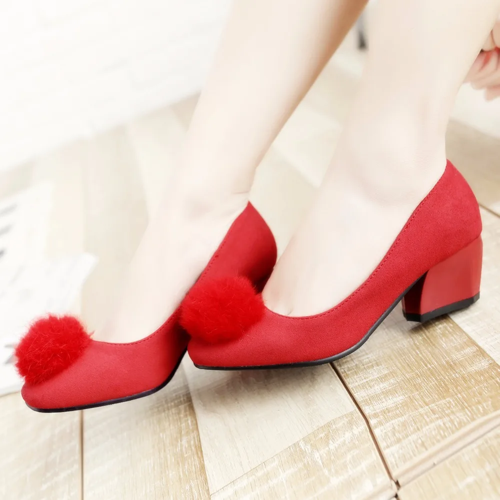 

2017 Hot Sale Big and Small Size 31-47 Spring Autumn Women's Pumps Square toe Women Shoes High Heels Wedding Party shoes 503