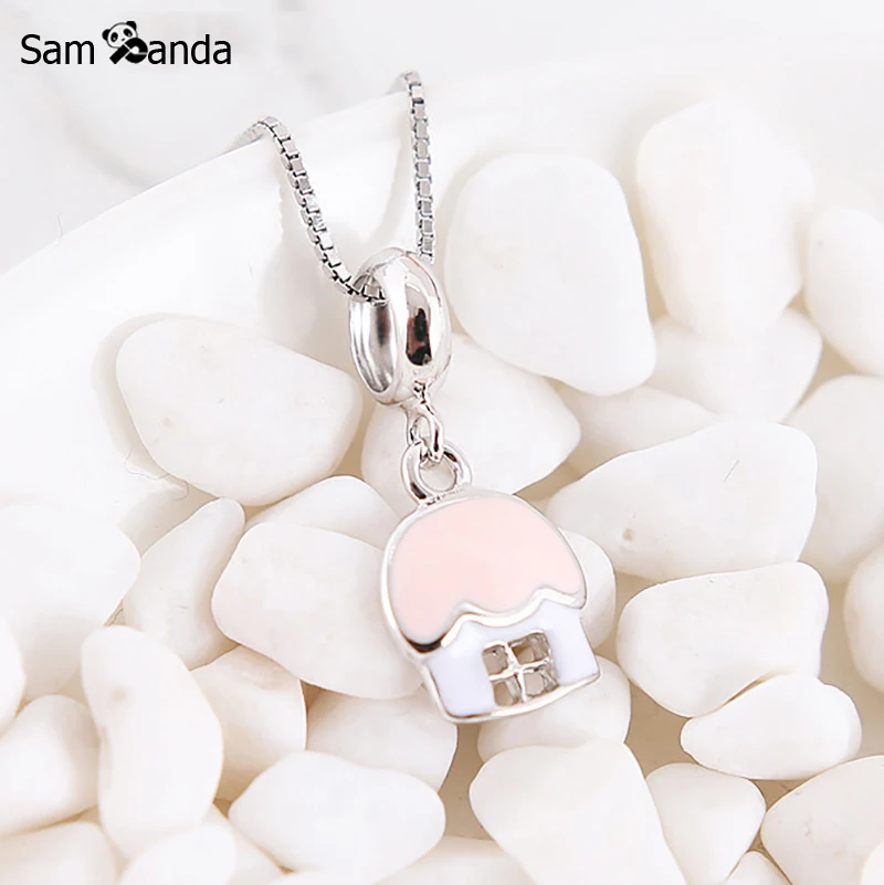 

100% 925 Sterling Silver Beads Charm Mushroom Tart Cabin House Pendant Dangle Charms Fit Pandora Bracelets DIY Women Jewelry