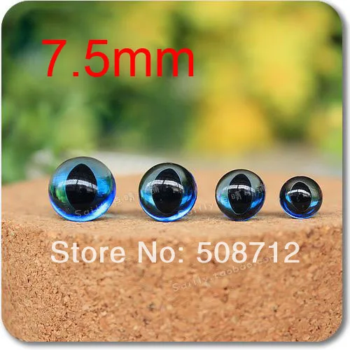 

Бесплатная доставка! 100 шт 7,5 мм голубые прозрачные акриловые кошачий глаз Медведи Куклы с металлическими шайбами