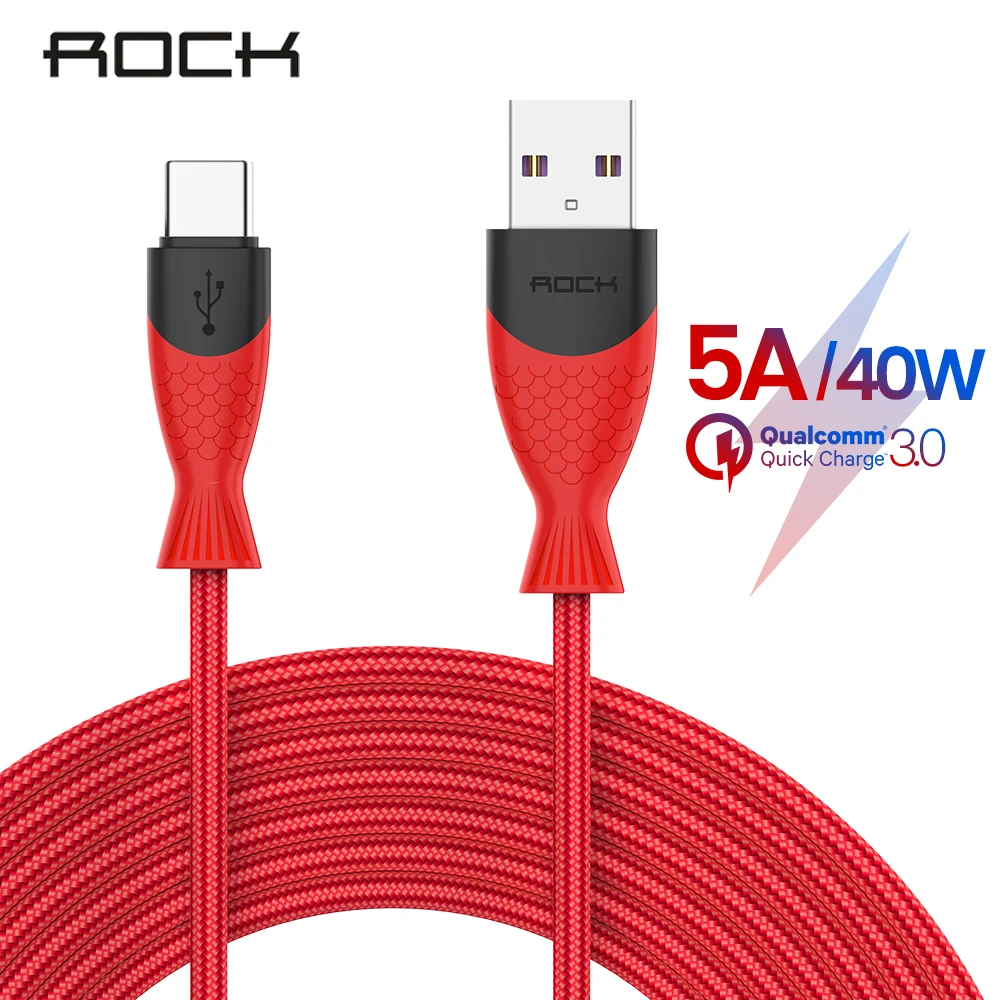 

ROCK 5A USB Type C Cable For Huawei Mate 20 P30 P20 Pro Lite USBC Cable For Samsung SFCP Falsh Fast Quick Type C Supercharge