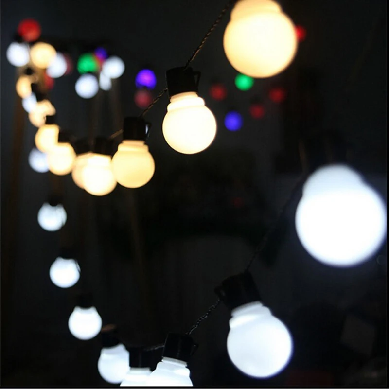 

New Novelty Outdoor lighting 5cm big size LED Ball string lamps Black wire Christmas Lights fairy wedding garden pendant garland